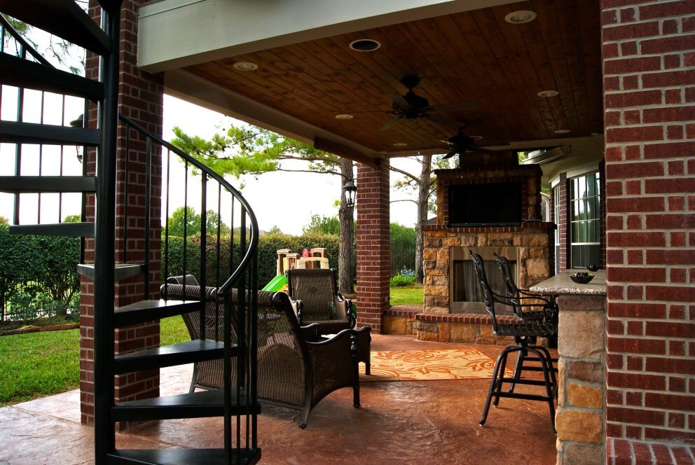 Stamped Concrete & Wood Ceiling