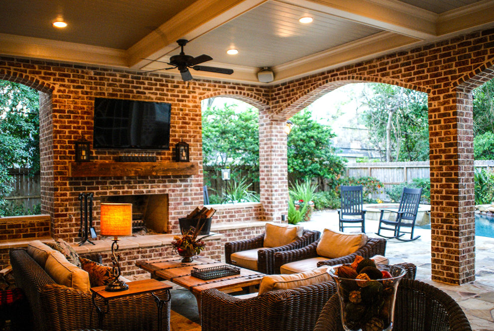 Brick arches and coffered ceiling