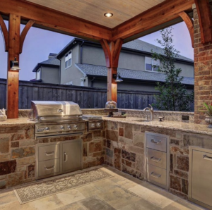 Outdoor kitchen with granite counter