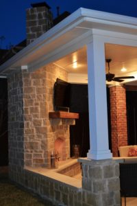 Corner fireplace patio cover Irving