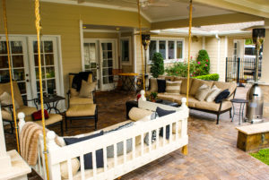 Outdoor living room attached to home in Memorial area