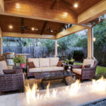 Firepit in Houston area patio cover