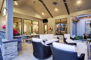 Vaulted ceiling in outdoor living space Houston