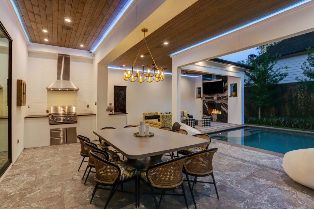 Modern outdoor kitchen and table
