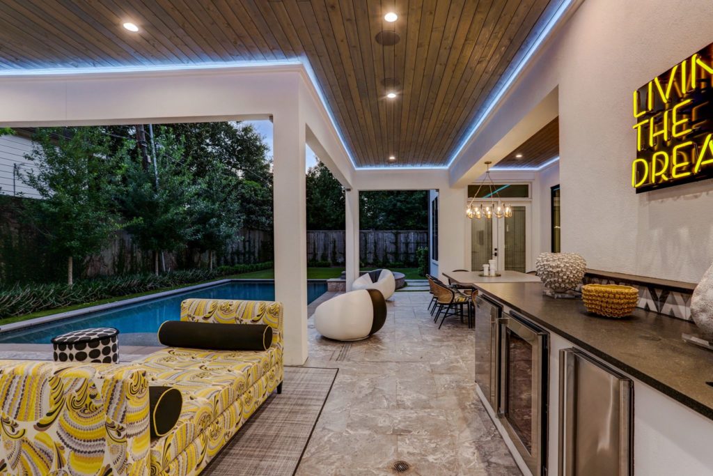 Modern outdoor living area and bar