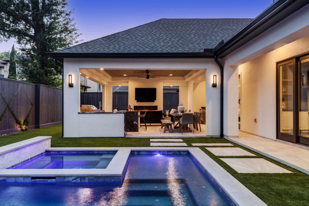 Backyard pool and living area