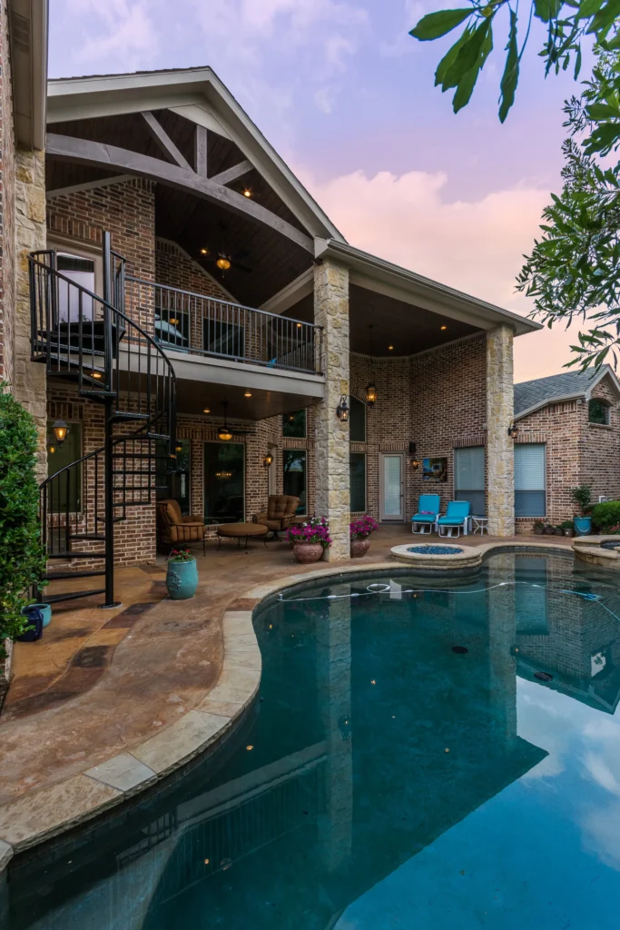 Balcony with Upper and Lower Living Spaces in Frisco