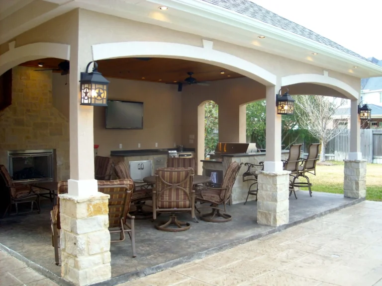 Pool House with Outdoor Kitchen & Fireplace