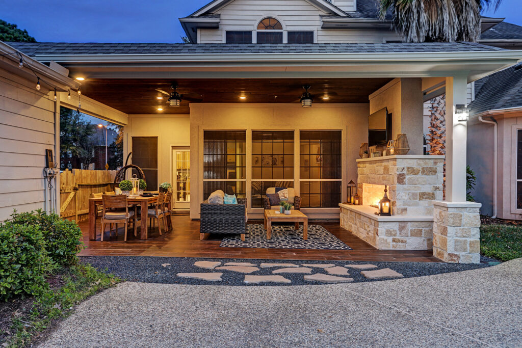 Cinco Ranch Outdoor Living with Fireplace