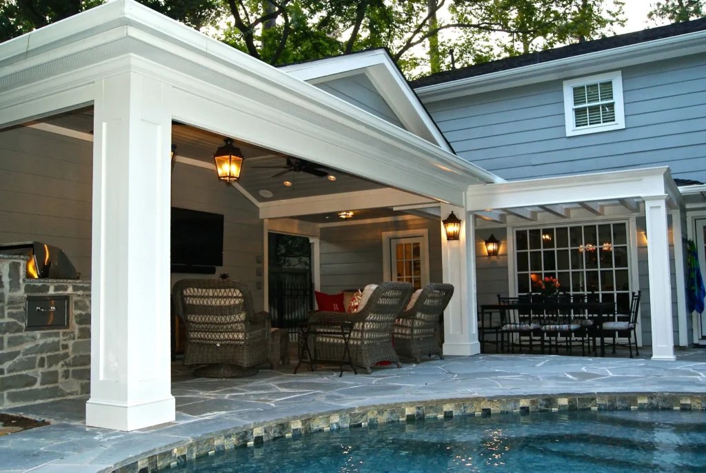 Patio Cover Built Off Garage & Outdoor Kitchen in Memorial